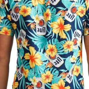 Floral Print  lite Beer Casual Button Down Shirt